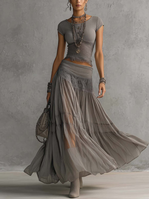 Rosalie | Elegant Lace Two-Piece Maxi Set
