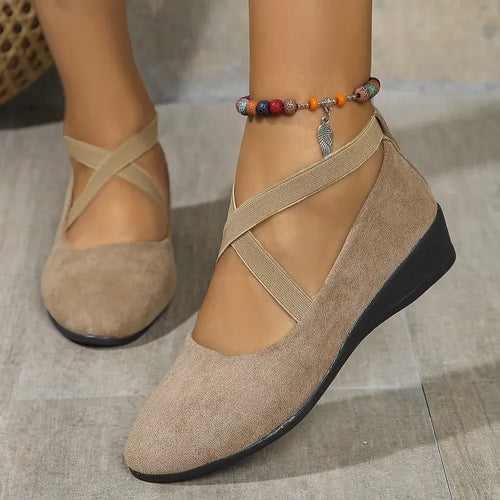 Rose™ Faux Suede Wedge Flat – Elegant Comfort From Morning to Night