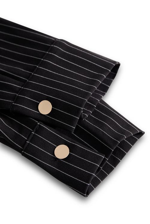 POPPY | BLACK PINSTRIPE SHIRT DRESS
