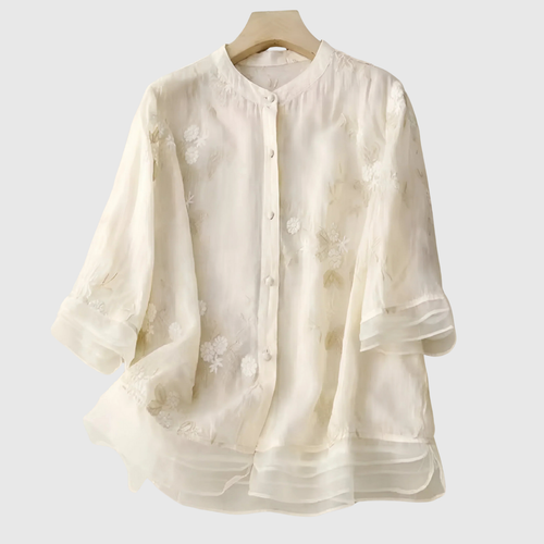MIREILLE | COTTON TOP WITH EMBROIDERED FLOWERS