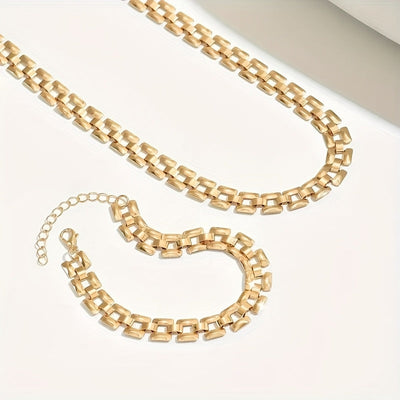 SQUARE BUCKLE NECKLACE & BRACELET SET