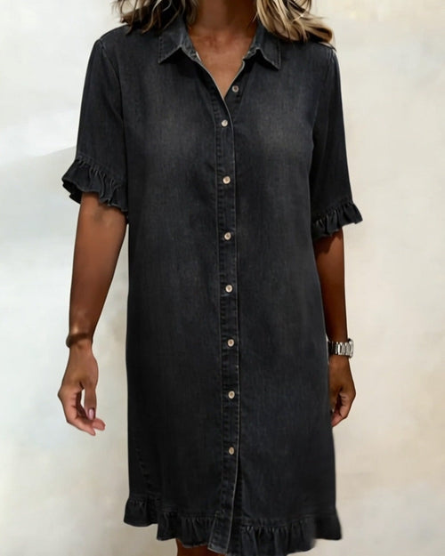 Maria | Comfortable Denim Dress with Flattering Pleats