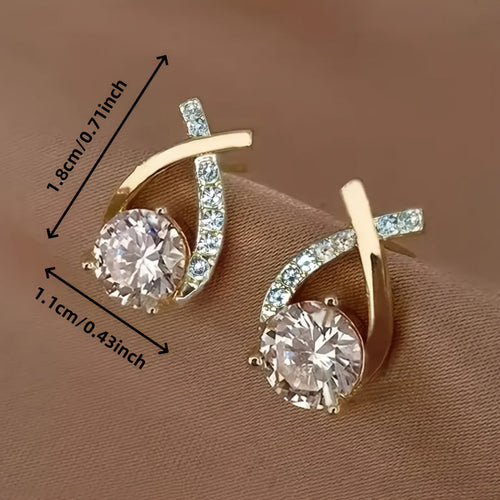 Leni - Gold Cross Earrings with Zirconia