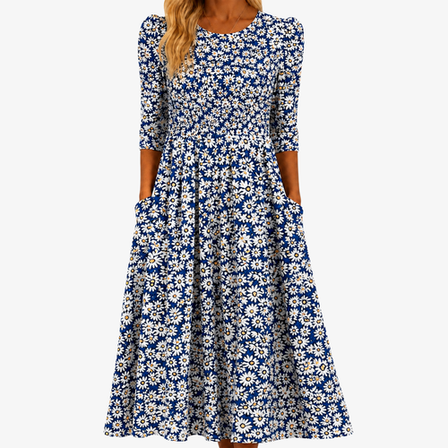 Blue Daisy Garden Pocket Maxi Dress
