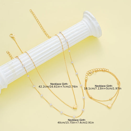 LAYERED HEART & PEARL JEWELRY SET