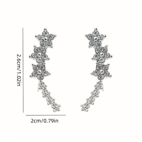 FLORAL RHINESTONE GOLD EARRINGS
