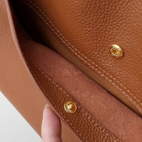 Valérie Dupré - Solid color simple genuine leather shoulder bag
