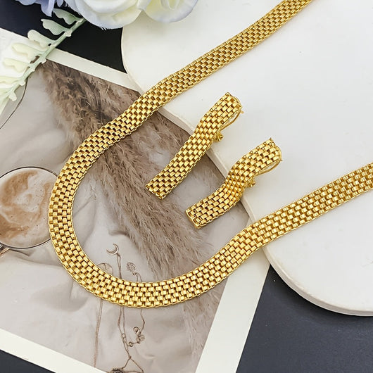 REFINED LONG NECKLACE, BRACELET & EARRINGS SET