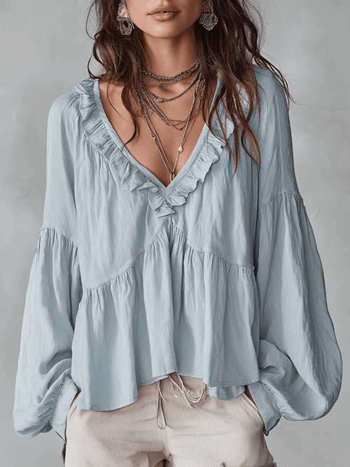 Airy Vintage-Inspired Ruffle Bohemian Blouse