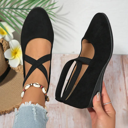 Rose™ Faux Suede Wedge Flat – Elegant Comfort From Morning to Night