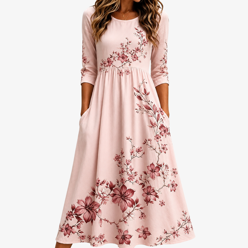 Rose Garden Charm Pocket Midi Dress