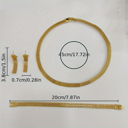 REFINED LONG NECKLACE, BRACELET & EARRINGS SET