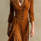 ELOWENNA | ELEGANT BUTTON-FRONT COLLAR DRESS WITH 7/8 SLEEVE