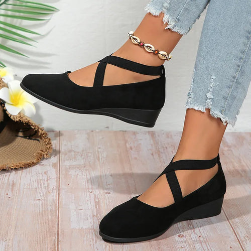 Rose™ Faux Suede Wedge Flat – Elegant Comfort From Morning to Night