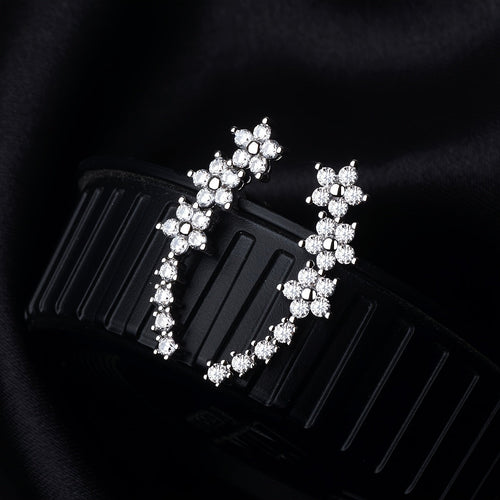 FLORAL RHINESTONE GOLD EARRINGS