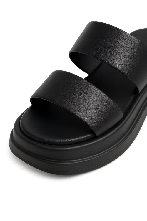 Calf Leather Sandals – Chunky High Heel