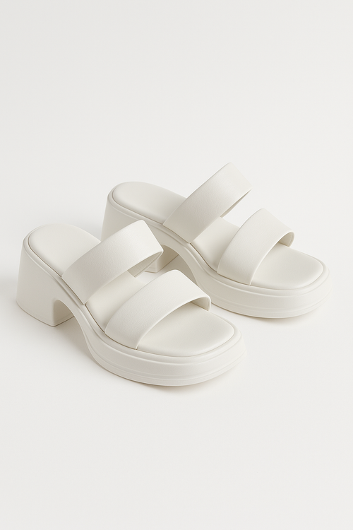 Calf Leather Sandals – Chunky High Heel