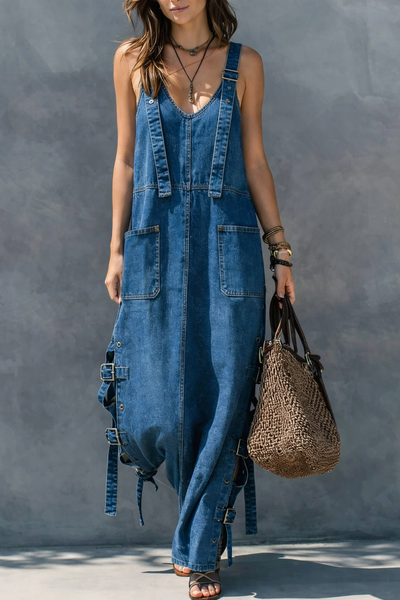 Harper | Elastic Waist Denim Jumpsuit