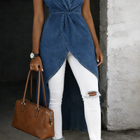 Jessica | V Neck Wrap Denim Tunic Top