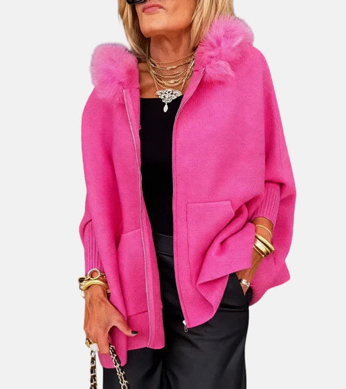 ARABELLE | CASUAL HOODED COAT WITH FUR COLLAR