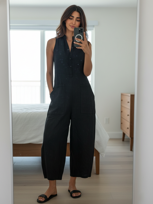 Arabella | Sleeveless Elegant Linen-Blend Jumpsuit