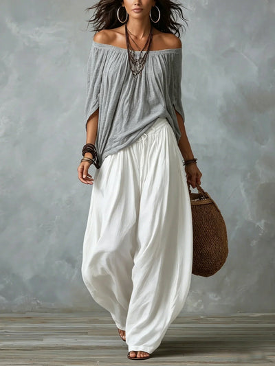 Off-Shoulder Top & Lantern Trousers Set