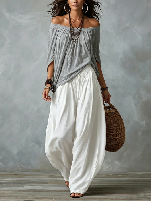 Off-Shoulder Top & Lantern Trousers Set