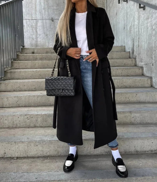 GWYNETH | LONG LAPEL BUTTON-FRONT COAT
