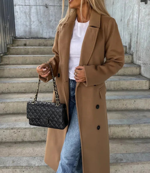 GWYNETH | LONG LAPEL BUTTON-FRONT COAT