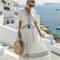 Seren | Short Sleeve V Neck Wrap Style Midi Dress