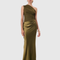 ALEIDA | ONE-SHOULDER SATIN MAXI DRESS