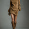 LILLY | SUEDE TURTLENECK MINI DRESS WITH VINTAGE CHARM