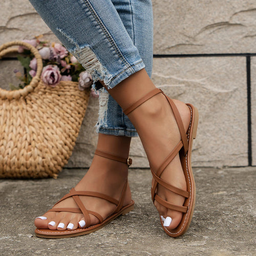 Casual Roman Women's Sandals with Zipper Back