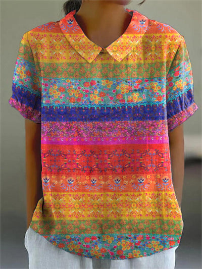 Maya | Floral Striped Shirt