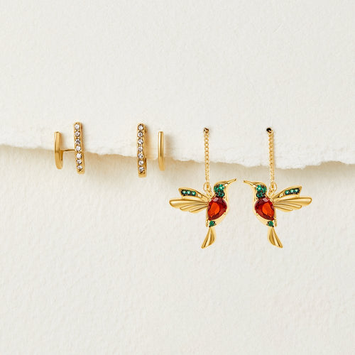 Stefanie – Gold Earrings with Delicate Pendant