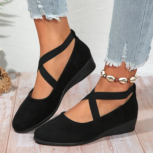 Rose™ Faux Suede Wedge Flat – Elegant Comfort From Morning to Night