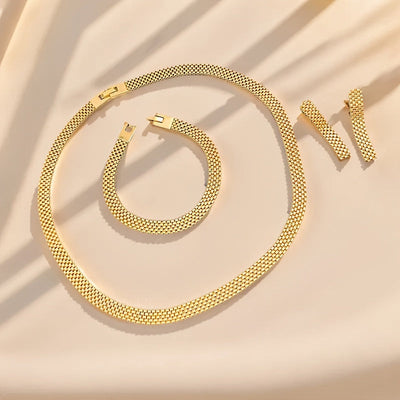 REFINED LONG NECKLACE, BRACELET & EARRINGS SET