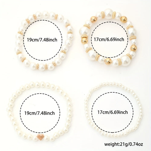 PEARL HEART BRACELET SET