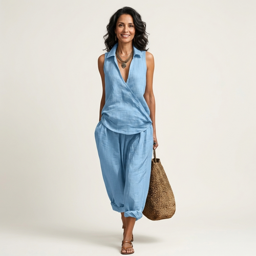Twiila | Wrap-Top & Wide-Leg Set