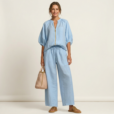 Marlowe | Zipper-Front Puff Sleeve Set