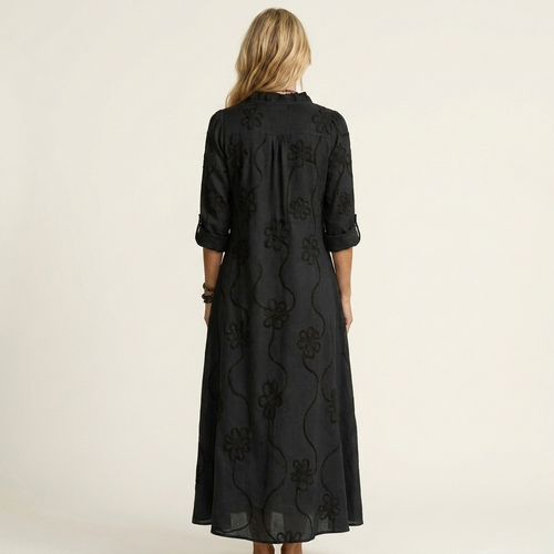 Mariam | Maxi Dress with Tonal Floral Embroidery