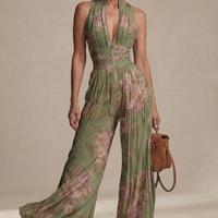 Rosie | Pleated Floral Chiffon Jumpsuit