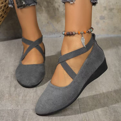 Rose™ Faux Suede Wedge Flat – Elegant Comfort From Morning to Night