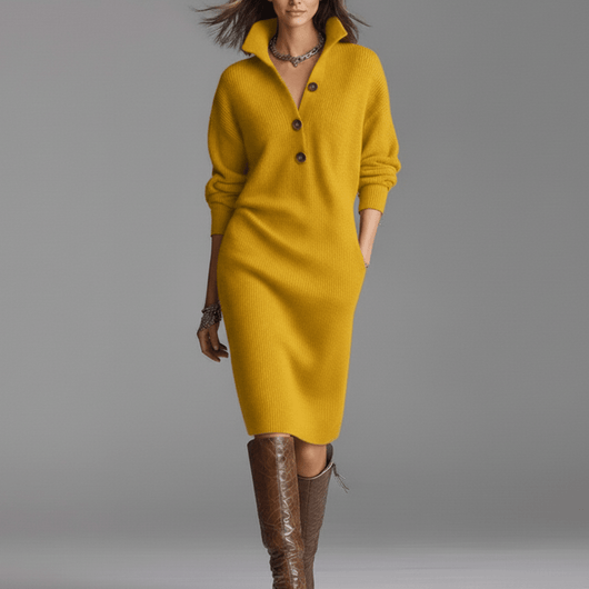 Elisse™ | Elegant Winter Dress with Buttons