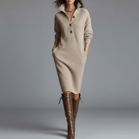 Elisse™ | Elegant Winter Dress with Buttons